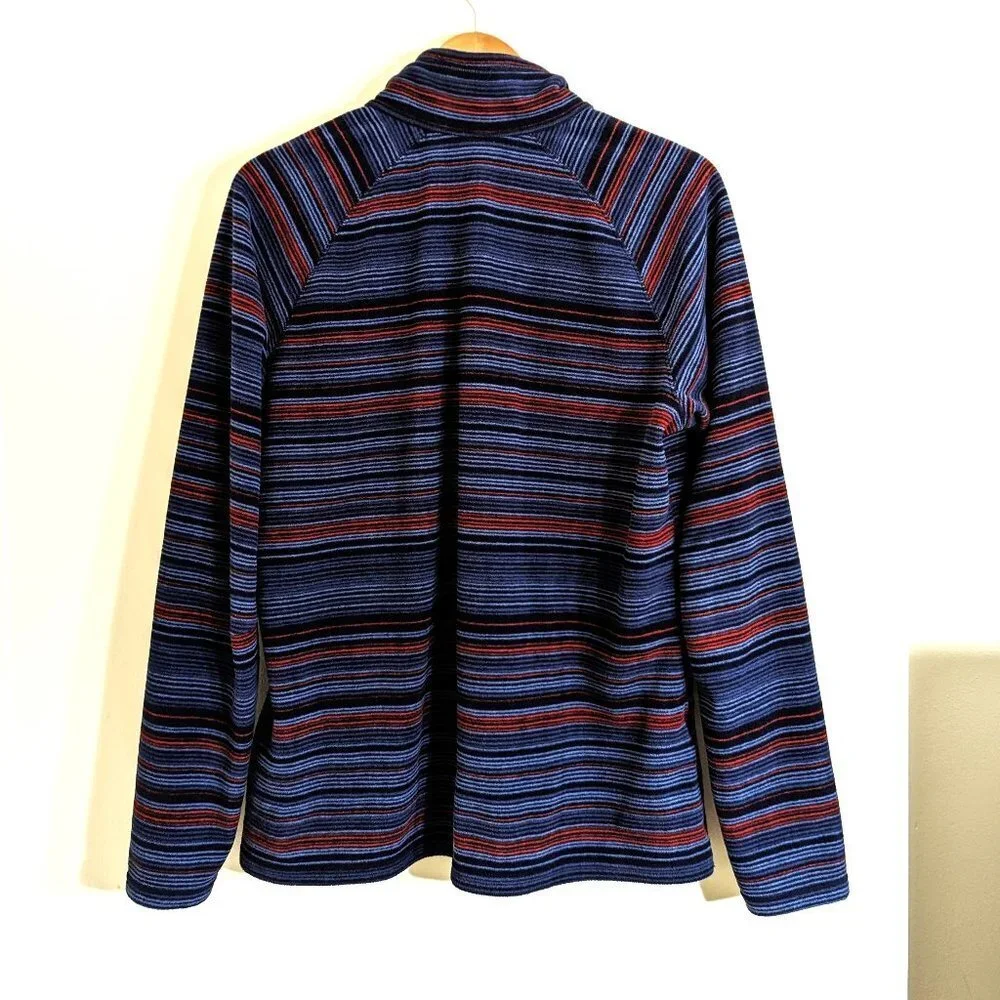 Eddie Bauer Women’s Quarter Zip Striped Fleece Blue Size‎ XL Tall
